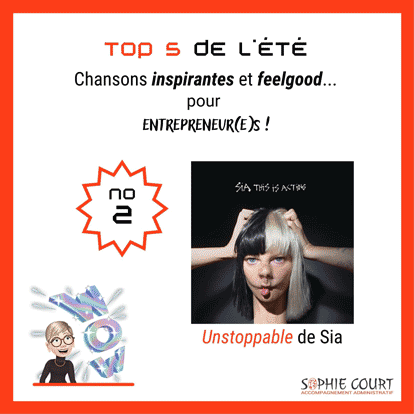 Image de Sia - Unstoppable - Top 5 des chansons inspirantes et feelgood de Sophie Court.